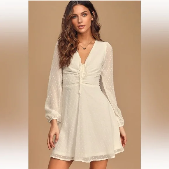 chinese dress ladies White Midi Dress with Sleeves - White Skater Dress main image 1